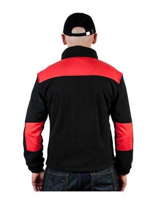 Czarny polar firmowy z haftem logo na lewej piersi, ciepła odzież reklamowa